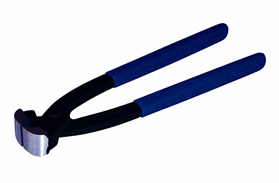 Pinza per serraggio frontale di fascette ad orecchie